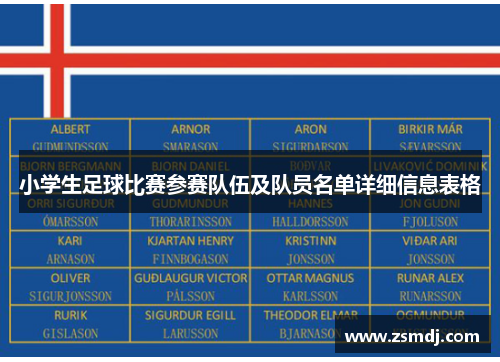 小学生足球比赛参赛队伍及队员名单详细信息表格